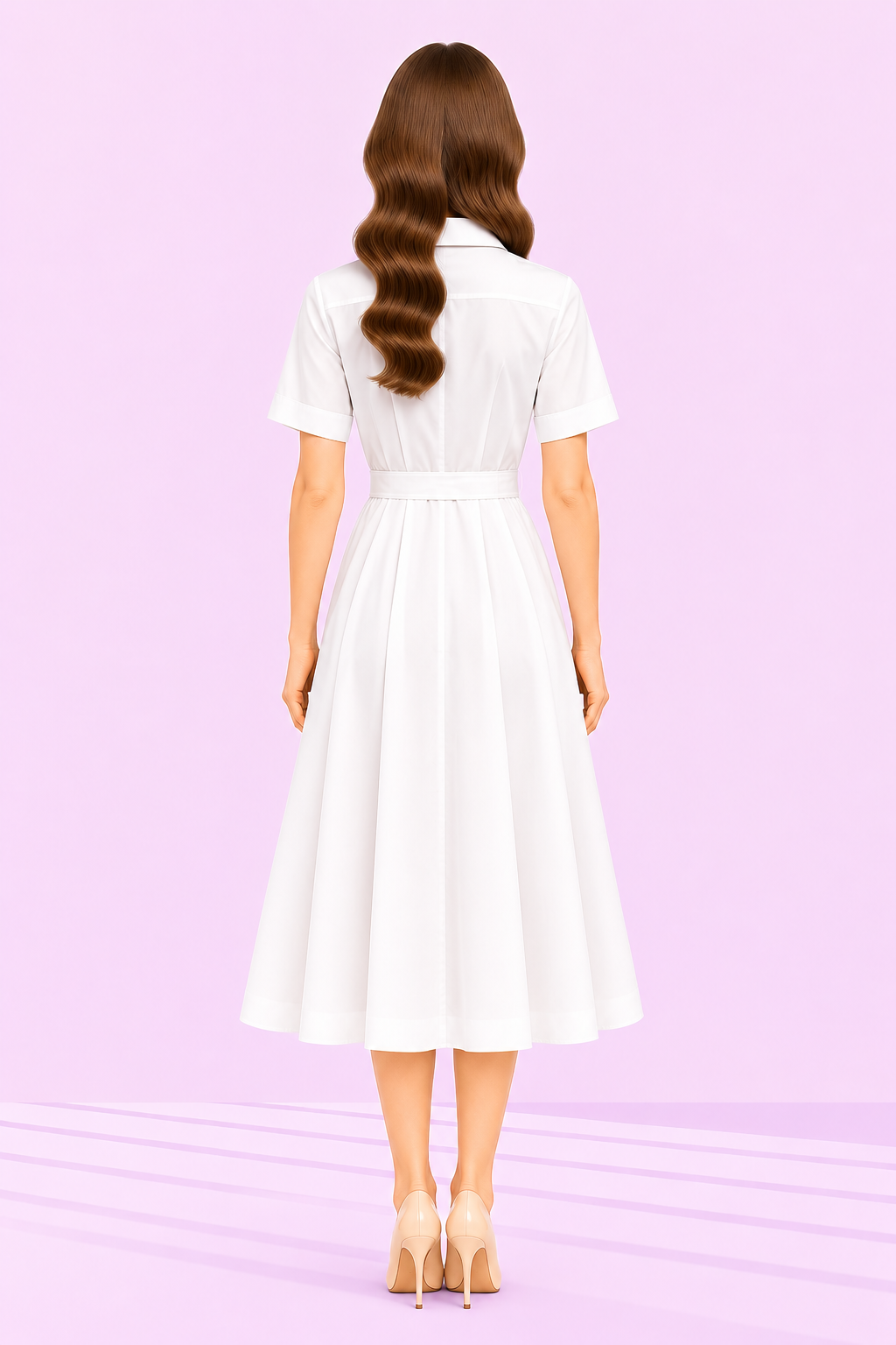 The Weekday Belted Shirt Dress – White – back – ELVÉRA women's office wear Malaysia