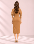 Twist-Front Midi Dress – back – ELVÉRA women's office wear Malaysia