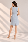 Belted Sleeveless Dress – back – ELVÉRA women's office wear Malaysia