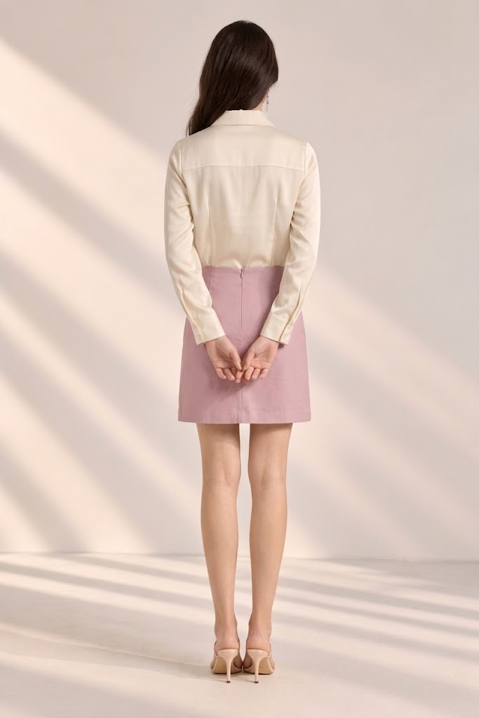 Soft Pleated Skirt – back – ELVÉRA women's office wear Malaysia