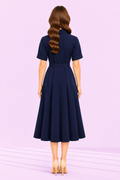 The Weekday Belted Shirt Dress – Navy – back – ELVÉRA women's office wear Malaysia