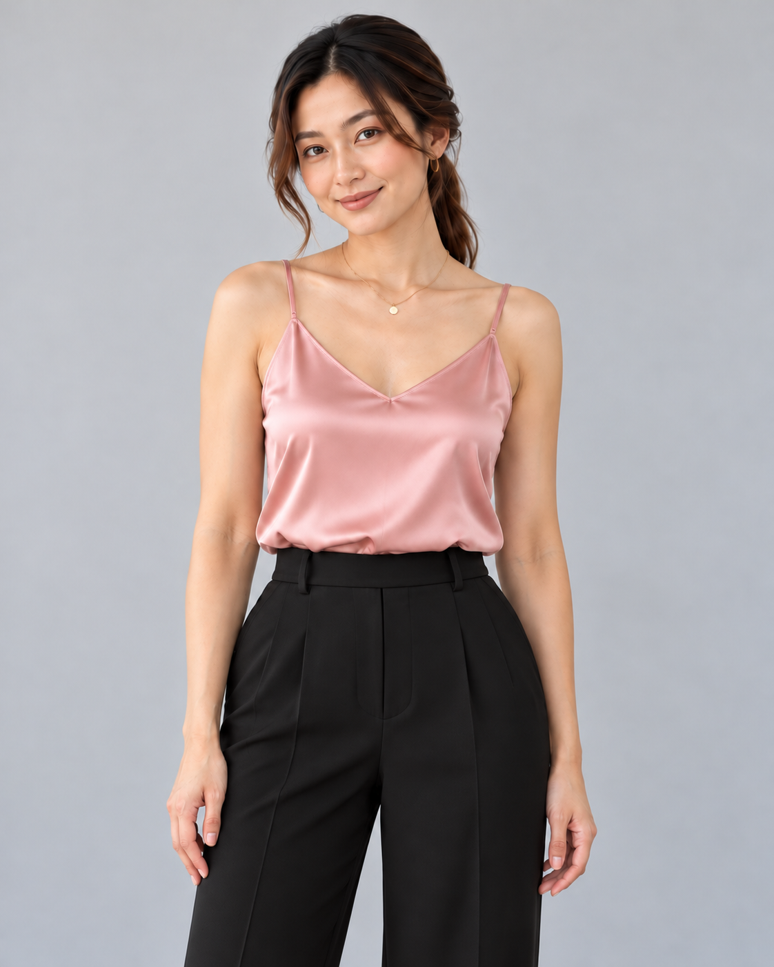 Silk-Touch Satin Camisole – pink – ELVÉRA women's office wear Malaysia