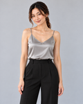 Silk-Touch Satin Camisole – grey – ELVÉRA women's office wear Malaysia