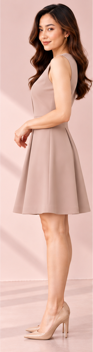 Sleeveless Shift Dress – soft pink side – ELVÉRA women's office wear Malaysia