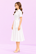 The Weekday Belted Shirt Dress – White – side – ELVÉRA women's office wear Malaysia