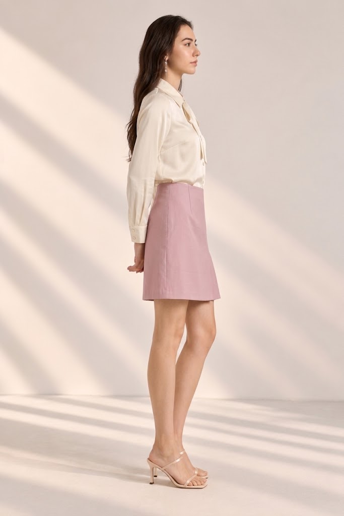 Soft Pleated Skirt – side – ELVÉRA women's office wear Malaysia