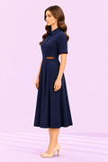 The Weekday Belted Shirt Dress – Navy – side – ELVÉRA women's office wear Malaysia