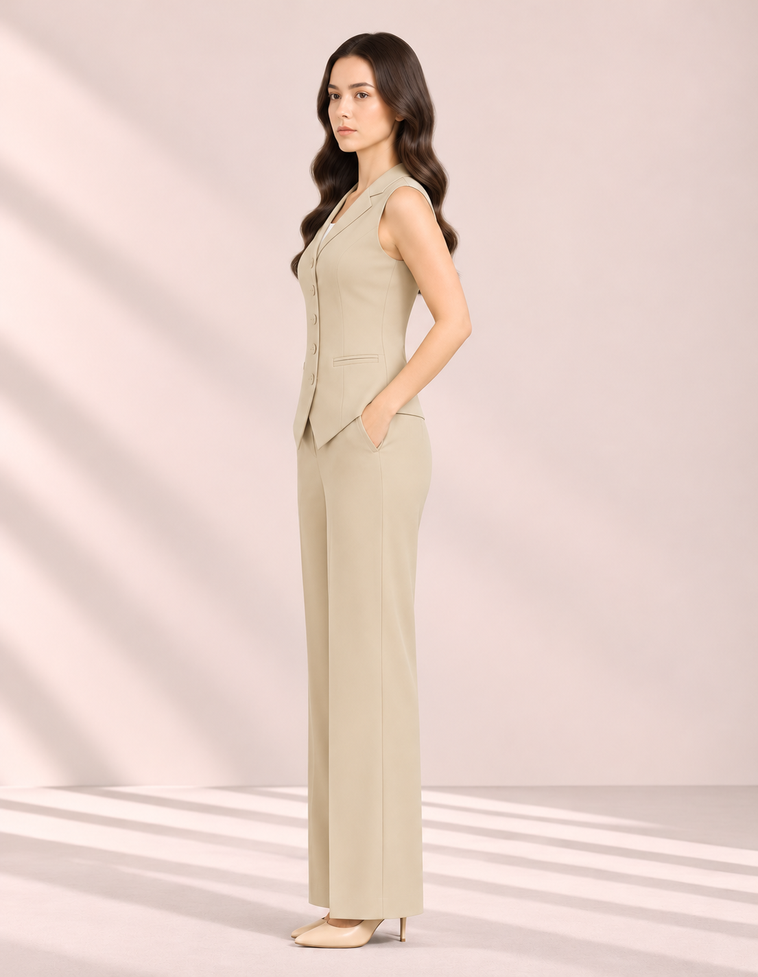 Flowy Wide-Leg Trousers – side – ELVÉRA women's office wear Malaysia