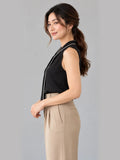 Contrast Piping Sleeveless Top – black side – ELVÉRA women's office wear Malaysia