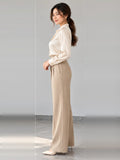 Liquid Satin Shirt – beige side – ELVÉRA women's office wear Malaysia