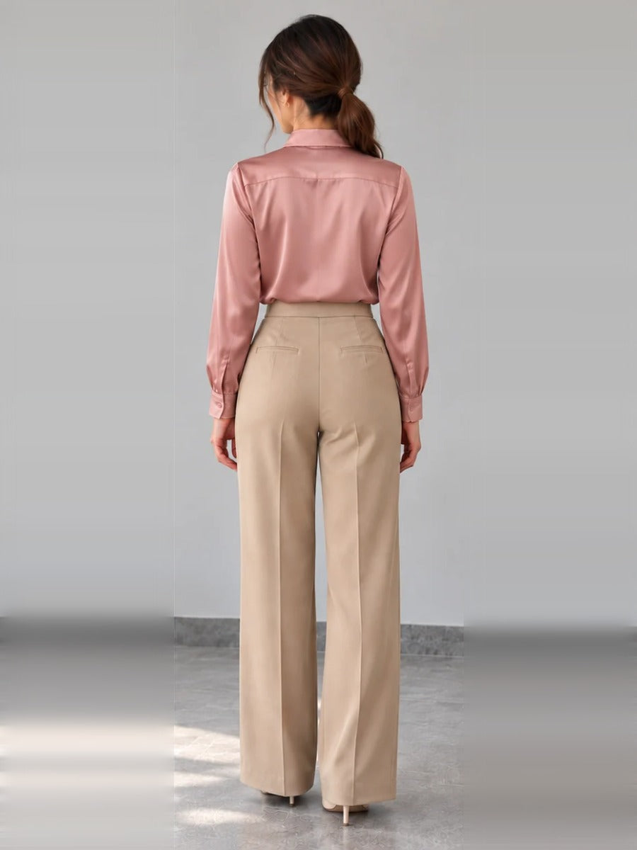 Liquid Satin Shirt – pink back – ELVÉRA women's office wear Malaysia