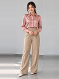 Liquid Satin Shirt – pink front – ELVÉRA women's office wear Malaysia